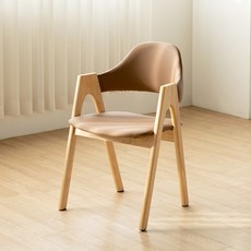 인블루 비올렛체어 인테리어 원목 가죽의자, 내추럴+베이지, 1개