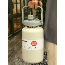 Tengmanda 不鏽鋼保溫保冷水壺 4000ML 大容量 雙飲設計 附杯刷, 1個, 白色（加厚純正304不鏽鋼材質）送杯刷,2500ml