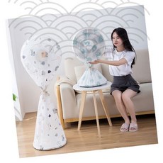 선풍기 커버 스탠드형 방수 먼지차단 투명 보호덮개 홈케어 가전보관 실내용 PVC소재 원형 패턴디자인, 대형_집