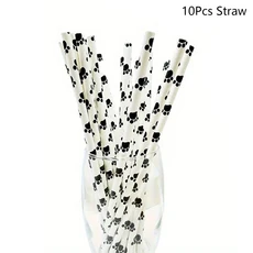개파티 장식 애완 동물 식기 접시 컵 냅킨 식탁보 생일 배너, 14 10pcs straw