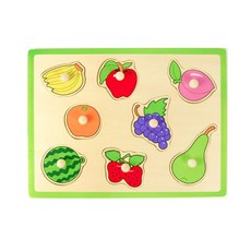 비가 꼭지퍼즐 과일 V50020 교구 나무 우드 아동 어린이집 유아 맞추기, 8피스, 1개