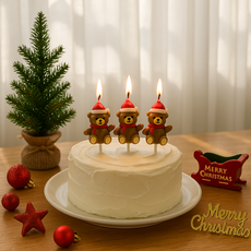 크리스마스 산타곰돌이초 3개입 화이트/브라운 크리스마스이벤트초 생일초, 브라운