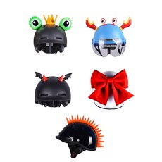 전동킥보드 헬멧 액세서리 왕눈이 왕관 집게사장 악마뿔 날개 리본 지느러미 헬멧부착, 1개