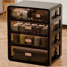 【開發票/統編】內衣收納盒 多層抽屜式衣櫃分格整理盒 襪子內褲三合一 可疊加衣物整理, 1個, 2層（空格+10格）款,黑櫃茶色抽屜 【新款】, 黑櫃茶色抽屜 【新款】