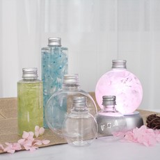 PET 하바리움 용기 낱개판매/전구형 DIY 세트용기 용액 프리저브드, 투명, 납작원형, 납작원형 40ml(5.1x6.5cm)