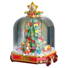 聖誕樹積木玩具，DIY拼裝益智積木，節慶裝飾創意禮品, 幸福聖誕樹, 1個