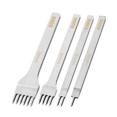 UNCO 가죽 스티칭 펀치 4팩 4mm 1/2/4/6프롱 포크 끌 구멍 도구, Silver, 6