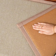 양면 여름용 나무 소파 쿠션 방수 쿨매트 미끄럼 방지 패드 원목 대나무 매트 쿨 여름 커버, 연한 갈색 사선 정면 등받이뒷면 면혼합