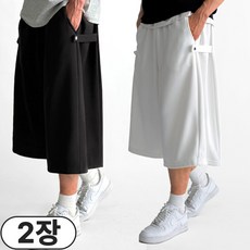빠델 [당일출고/1+1] 7부 사이드스냅 버뮤다팬츠 벌룬 와이드 반바지 빅사이즈스웻 팬츠 츄리닝