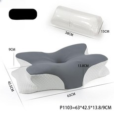 나비잠베개 기능성베개 베개 메모리폼, 1개, 그레이 + 대형 체크 63x42.5x13.89 cm
