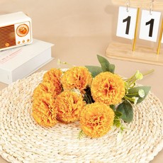 仿真花 康乃馨 家居婚禮裝飾花藝 絹花餐桌布置, 7頭康乃馨橙色, 1個