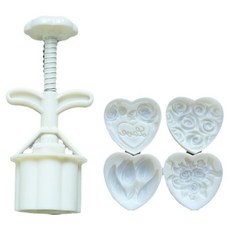 Keyiyijia 베이킹 몰드 4종 + 프레스 세트, 하트플라워, 1세트