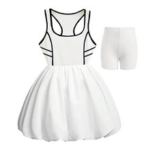 여아용 드레스 민소매 테니스 드레스 컬러 블록 버블 탱크 여름 드레스 캐주얼 귀여운 선드레스 레이서백 골프 액티브 운동 학교 스포츠 운동 의상 반바지 포켓 포함 12~13세 블