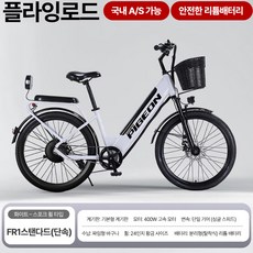 플라잉로드 24인치 전기자전거 남녀공용 출퇴근용 장거리주행 추천 분리충전형 리튬배터리 400W 산악자전거 전동자전거, 화이트-스탠다드-25Ah, 하이텐강