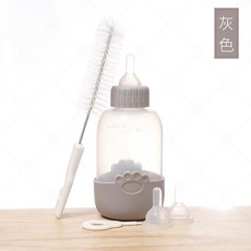 典贊創意 寵物軟嘴奶瓶組 100ml 五件套組 全寵通用, 灰色, 詳見包裝