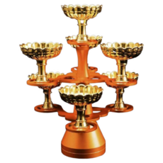 金色多層式祭祀禮器組 祭祖供品台 祖先牌位祭拜用品, 1個