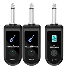 2.4G 무선 기타 시스템 기타 송신기 수신기 세트 충전식 오디오 송신기 수신기 기타 픽업 앰프, 01 China Mainland, 02 Black One to two, 1개