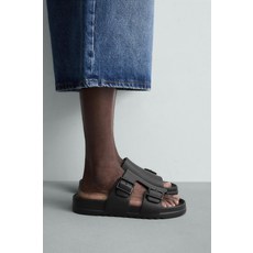 ZARA RUBBERISED DOUBLE-STRAP SANDALS - Black 2716/720/800