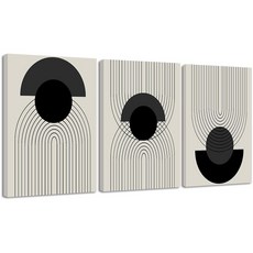 Drsoum 블랙 보헤미안 벽 아트 프레임 모던 데코 장식 추상 기하학 라인 프린트 바로 걸 수 있는 30.5x40.6cm 액자 334904