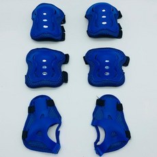 兒童滑輪六件式護具 溜冰滑板車戶外運動安全防護套組, 丹藍色, 1個