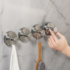 무타공마켓 초간편 초강력 흡착 무타공 욕실 주방 다용도 고리, 실버, 1개