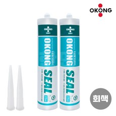 오공 무초산 방수 실리콘 회색 + 실리콘 노즐 창호용 걸레받이 몰딩 샷시, 2세트