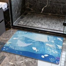 科技絨吸水地墊 浴室門口止滑腳踏墊, 靜謐藍洋, 1個