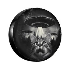 ECLATIS Funny Cat 스페어 타이어 커버 휠 프로텍터 내후성 자외선 차단 S자외선 지프 상쾌한 여행 트레일러 38.1cm15인치 범용 160361, Camper, 15 inch