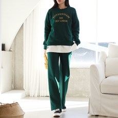 SOON2DLE 女款字母印花長袖衛衣+素色刷絨寬長褲