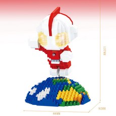 奧特曼拚裝兼容模型微顆粒益智玩具髮光版，兒童積木玩具，男孩女孩生日禮物, 1個, 地球發光奧特曼【689顆粒】