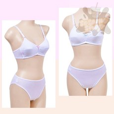 참깨샵 가슴입채패턴 주니어2단계 B컵 브라 팬티 세트 학생속옷