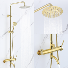 준앤코 스테인리스 해바라기샤워기 샤워수전 SRS01, 1세트, 골드