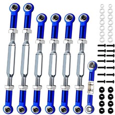 2026 스테인리스 스틸 턴버클 스페이서가 있는 88-108mm 타이 로드 1/10 Traxxas 슬래시 4X4/2WD Rustler 2WD 스탬피드 VXL Rustl, 스테인리스 스틸 및 네이비 블루