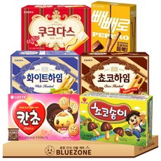 사무실 탕비실 초코과자 세트 칸쵸54g 초코송이50g 빼빼로초코필드53g 초코하임47g 화이트하임47g 쿠크다스화이트77g 몽실22g, 1세트, 혼합