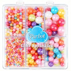 케이크 장식용 레인보우 스프링클 컵케이크 스크림 도넛 마카롱 토핑 용품2mm 4mm 7mm 1cm용 130g4.6온스 식용 펄 4가지 사이즈2mm 1cm, Rainbow