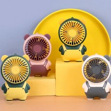 동물 캐릭터 휴대용 충전식 미니 선풍기 각도조절 저소음 야외 여행 캠핑 차량, 상세페이지 참조, 그린