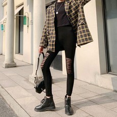 얇은 망사 펀칭 레깅스