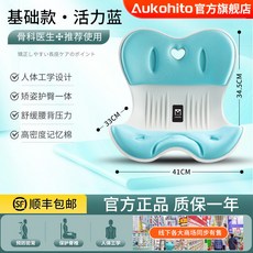 Aukohito 護腰坐墊 人體工學 舒緩腰背壓力, 活力藍(承託75.0公斤)