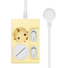 원스탑 국산 제로갭 개별형 슬림 납작멀티탭 2구 16A + 안전커버1p, 2m, 버터옐로우, 1개