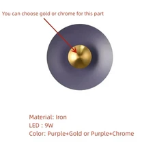 현대 미니멀리스트 디자이너 조명 기구 침실 헤드보드 장식 원형 배경 벽 플라잉 쏘서 램프, 06 F, 04 Dia30cm, 02 Middle Gold