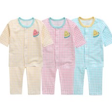 그린베베 영유아 여름용 수박체크 면 내의(7부)