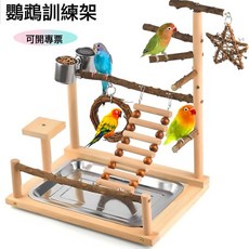 跨境花椒木鸚鵡臺架鸚鵡攀爬網攀爬架訓練站架子爬雲梯鞦韆鳥玩具, 1個, 花椒木訓練站架:如圖