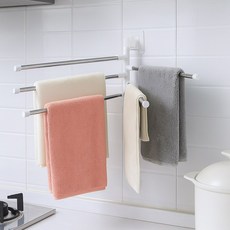 아루카 주방 싱크대 무타공 접이식 미니 스텐 행주걸이 부착식 수건걸이, 실버, 1개