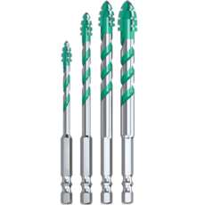 투리파이 4날 톱니형 드릴 비트 육각 생크 6-8-10-12mm 4개입세트 유리 타일 세라믹 펀칭 암석 슬래브 드릴링 드릴비트, 4개