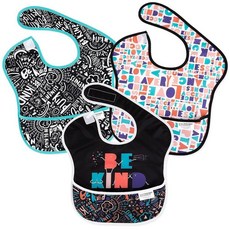 Bumkins SuperBib 여아 또는 남아용 턱받이 6-24개월 아기 및 유아용 턱받이 식사 수유 아기 LED 이유식 용품 지저분함 절약 캐치 푸드 방수 원단 3, C6 Be Kind-3pk