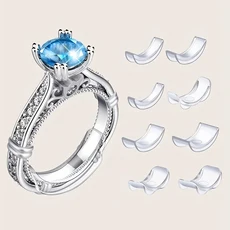 8pcs 플라스틱 반지 크기 조절기 세트 - 느슨한 반지를 고정하기 위한 투명한 반지 조정 패드 - 필수 결혼, 01 공간