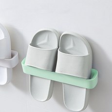 심플 파스텔 부착식 슬리퍼 거치대 정리대 실내와 욕실화 걸이, 2개, 그린