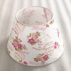 燈罩外殼 檯燈罩 吊燈 亞麻 燈具配件, 玫瑰花下口22上口14高17cm