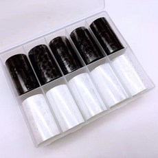 셀프네일아트재료 레이스 시스루 필름 네일 호일 10종세트, 1개, 블랙화이트 레이스필름 10종세트