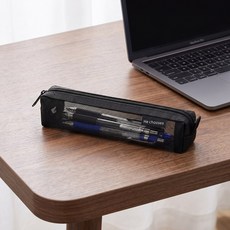 차머덕트 펜 파우치 초등 중학생 고등학생 성인 슬림형 필통, 1개, 블랙